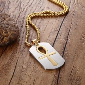 Amulette chance avec croix de vie, design élégant