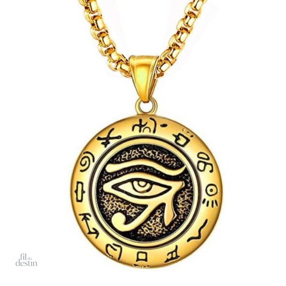 amulette-oeil-horus-decoree-de-glyphes-1 Amulette œil d'Horus décorée de glyphes porte-bonheur