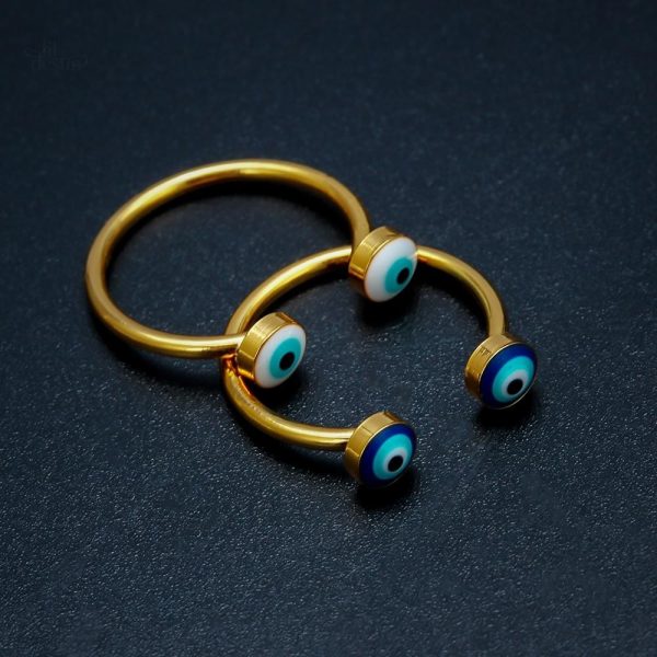 Bague artisanale au double symbole Nazar Boncuk