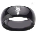Bague wicca avec symbole de la triple déesse porte-bonheur