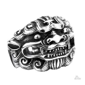 Bague porte-bonheur chien fu en métal élégant