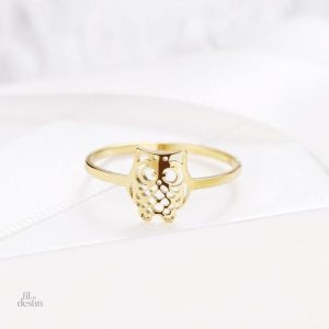 Bague en forme de chouette, symbole de sagesse et chance