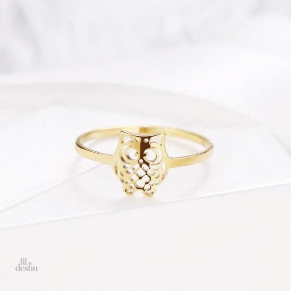Bague en forme de chouette, symbole de sagesse et chance