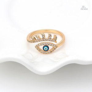 Bague en mosaïque avec motif Nazar Boncuk