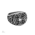 Bague croix celtique stylisée en métal argenté