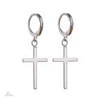Boucles d'oreille croix métallisées, symbole de protection