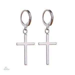 Boucles d'oreille croix métallisées, symbole de protection