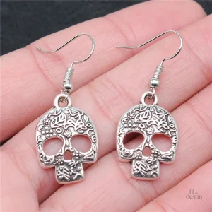 Accessoire porte-bonheur, boucles d'oreilles originales crânes