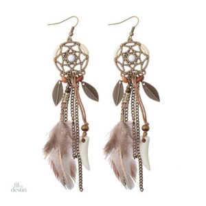 Boucles d'oreilles en plumes, symbole de chance
