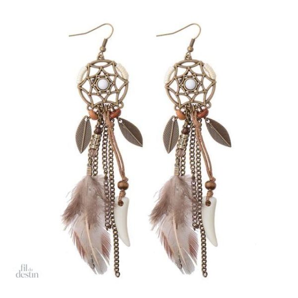 Boucles d'oreilles en plumes, symbole de chance