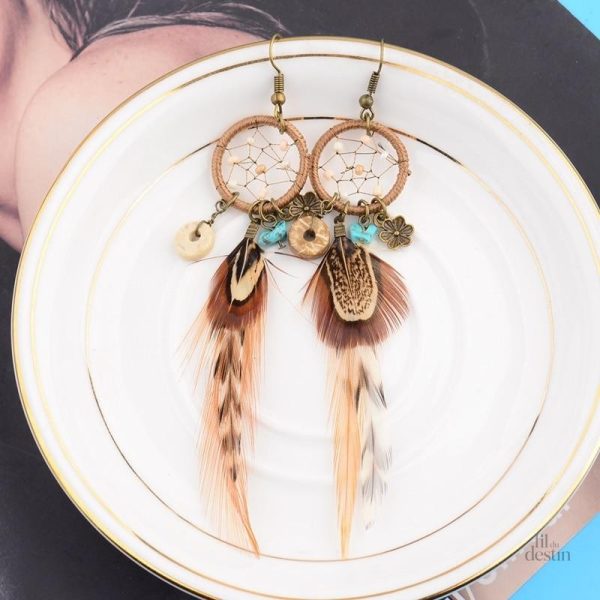 Bijoux porte-bonheur, plumes stylisées pour femme