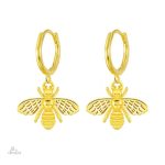 Boucles d'oreilles abeilles porte-bonheur en métal doré