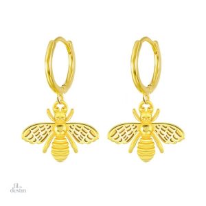 Boucles d'oreilles abeilles porte-bonheur en métal doré