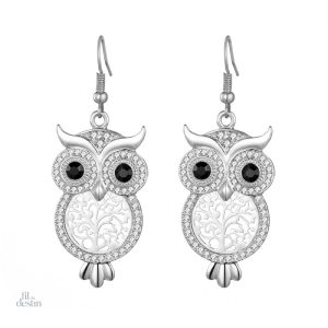 Boucles d'oreilles chouettes nocturnes en métal