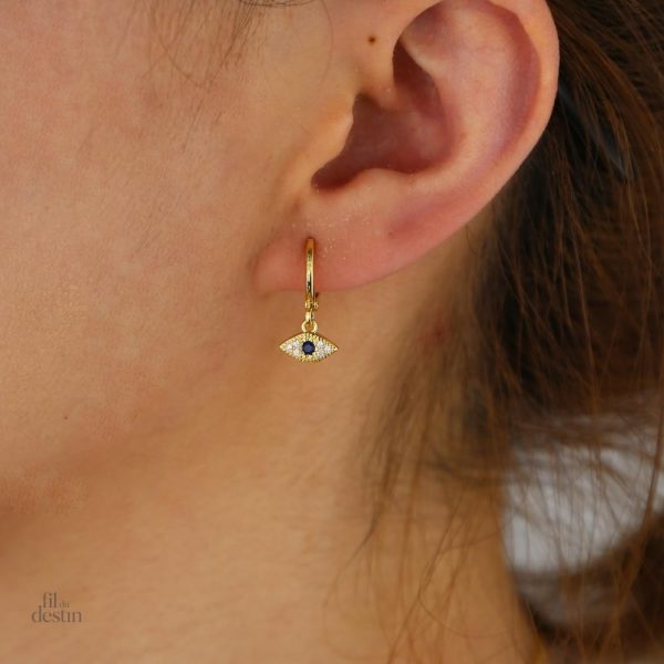 Boucles d'oreilles incrustées Nazar pour style ethnique élégant