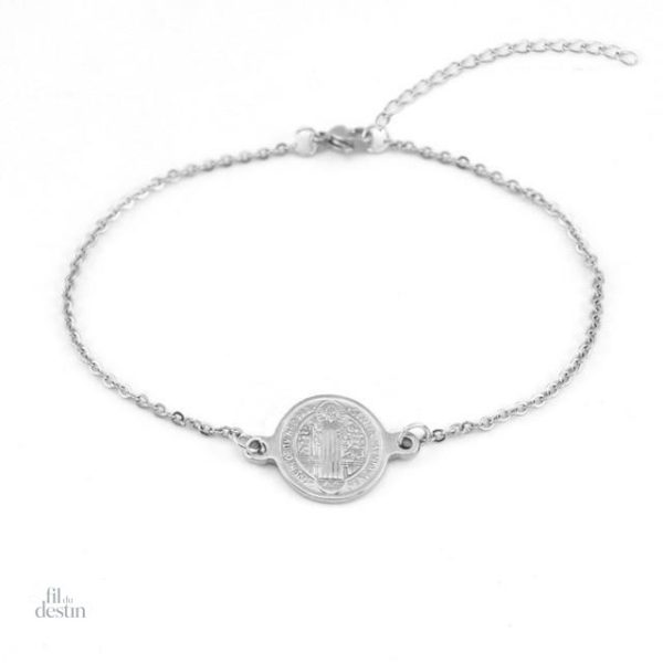 Bracelet avec médaille religieuse de Saint Benoit