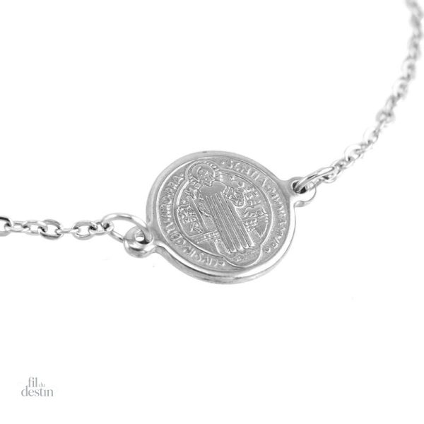 Accessoire spirituel : bracelet médaille Saint Benoit