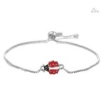Bracelet en perles avec motif coccinelle, accessoire porte-bonheur