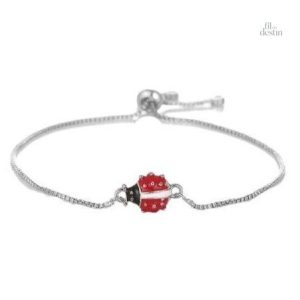 Bracelet en perles avec motif coccinelle, accessoire porte-bonheur