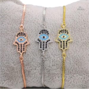 Bracelet artisanal main de Fatma avec motifs colorés