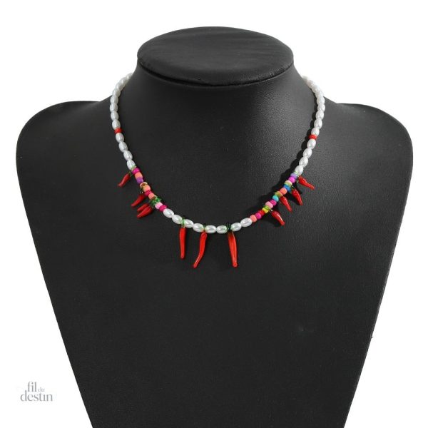 Bijou porte-bonheur en cornicello multicolore, style unique