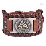 Bracelet en cuir avec symbole Valknut