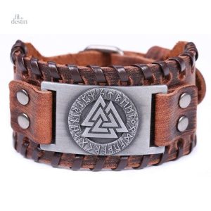 Bracelet porte-bonheur en cuir décoré