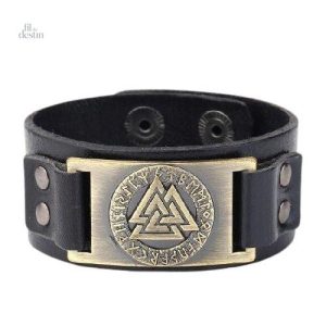 Cuir et Valknut, un bracelet talisman