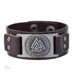 Bracelet en cuir orné du symbole nordique