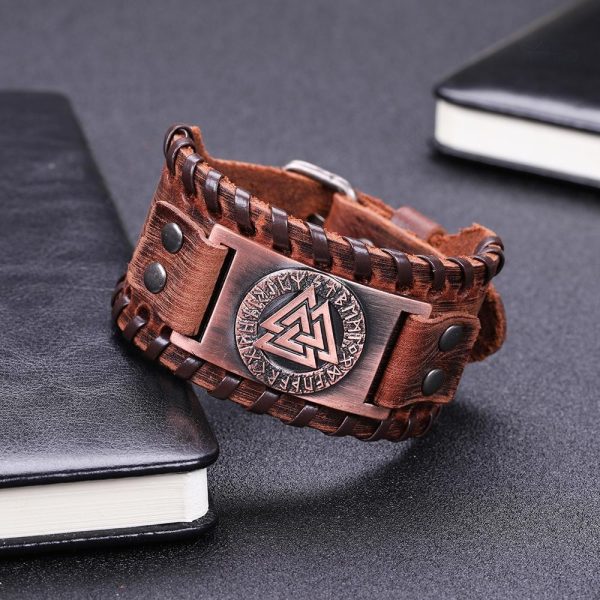 Accessoire porte-bonheur en cuir Valknut