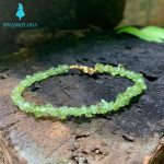 Bracelet en pierres naturelles, péridot vert, porte-bonheur