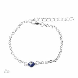 Bracelet fin Nazar Boncuk en bleu et blanc