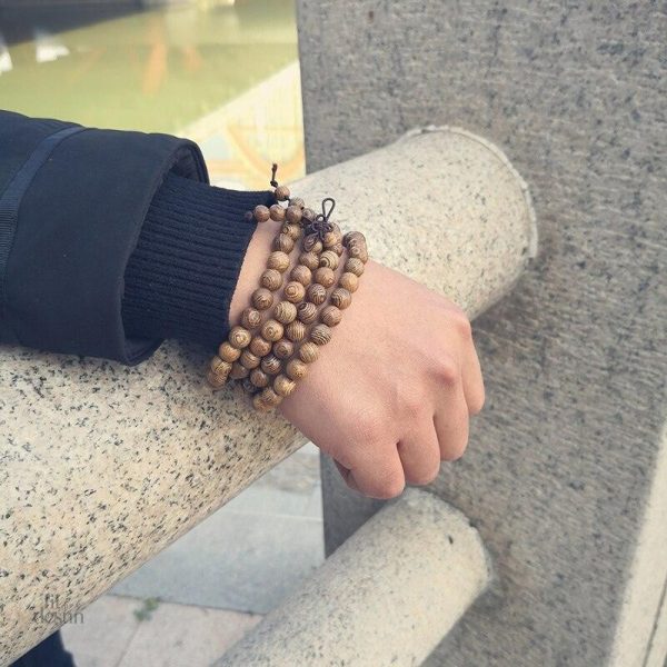Mala tibétain en bois, accessoire spirituel apaisant