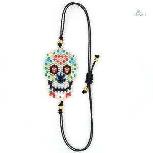 Bracelet calavera en mosaïque colorée et artistique