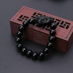 Porte-bonheur chinois en obsidienne, bracelet Pi Xiu stylisé