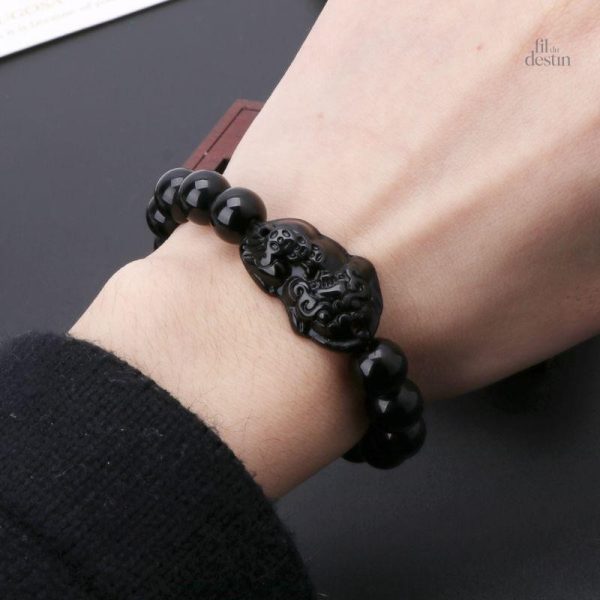 Bracelet en obsidienne, Pi Xiu, amulette de prospérité