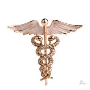 Broche caducée d'Hermès, symbole de chance et de protection
