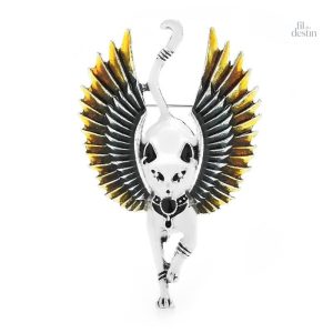 Broche inspirée de Bastet, symbole de protection et chance