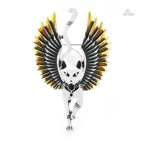 Broche inspirée de Bastet, symbole de protection et chance