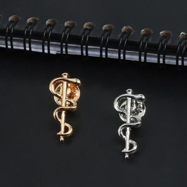 Accessoire inspirant, broche du bâton d'Asclépios, pour la sérénité