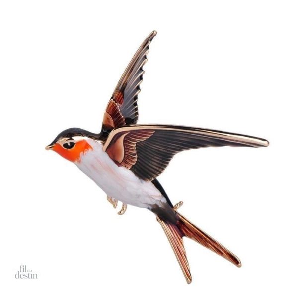 Broche hirondelle symbole de chance et protection