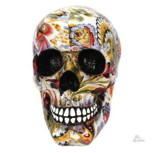 Calavera décorative teintée de fleurs vives