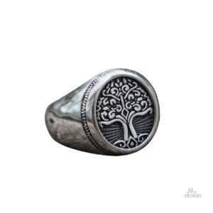 Chevalière arbre de vie en métal élégant