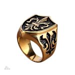 Chevalière porte-bonheur avec fleur de lys élégante