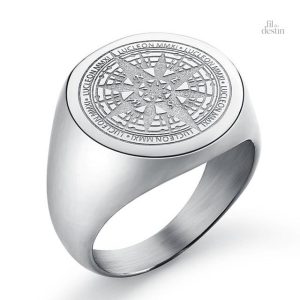 Design raffiné de la rose des vents en chevalière