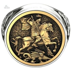 Bague porte-bonheur représentant Saint Georges