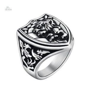 Chevalière au lion, symbole de force et de protection