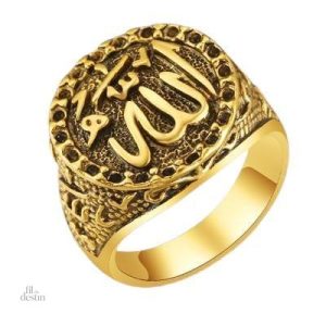 Bague porte-bonheur avec gravure Allah pour spiritualité