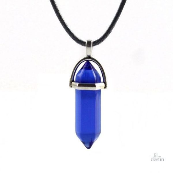Collier en pierres naturelles, cristal hexagonal