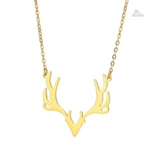 Collier porte-bonheur avec bois de cerf